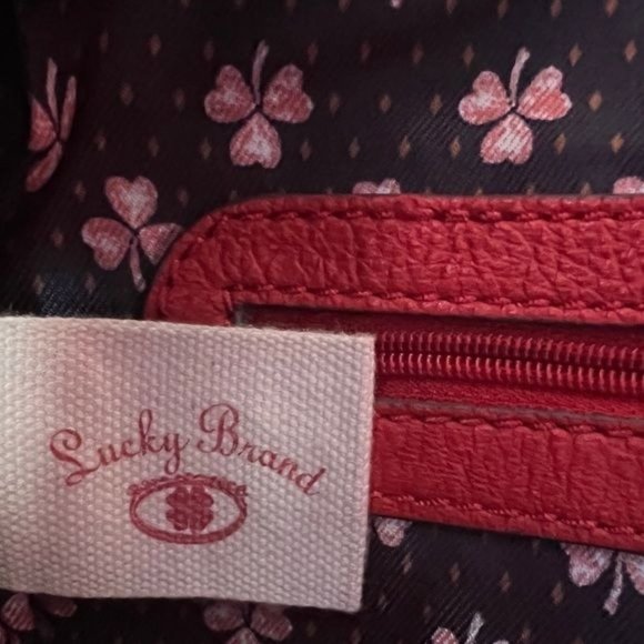 Vintage Lucky Brand Red Leather Hobo Bohemian Shoulder Bag Purse Retro Style main image 6
